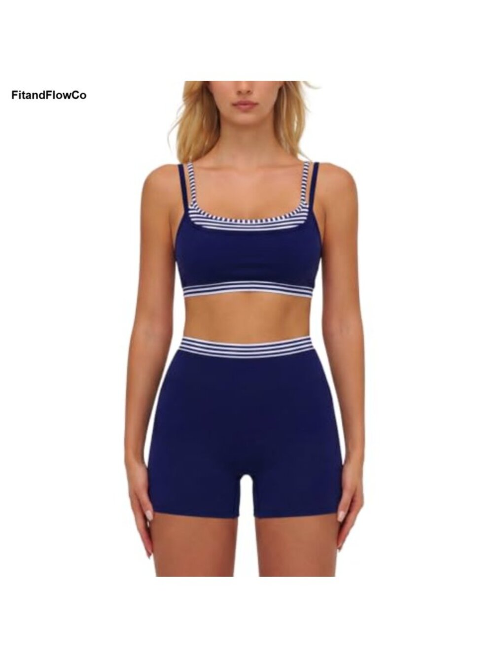 2 Piece Workout Set Sports Bra High Waist Biker Shorts